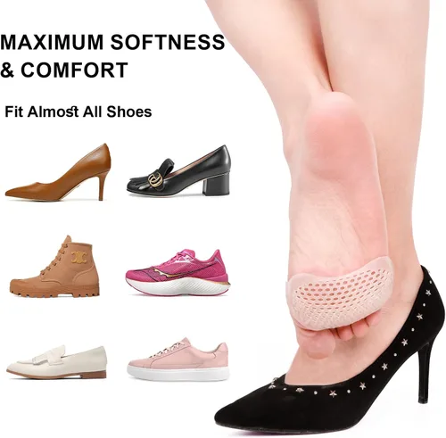 Vista 5 de Almohadillas metatarsianas para mujeres y hombres, paquete de 6 unidades, almohadillas de gel reutilizables para mujeres, tacones altos
