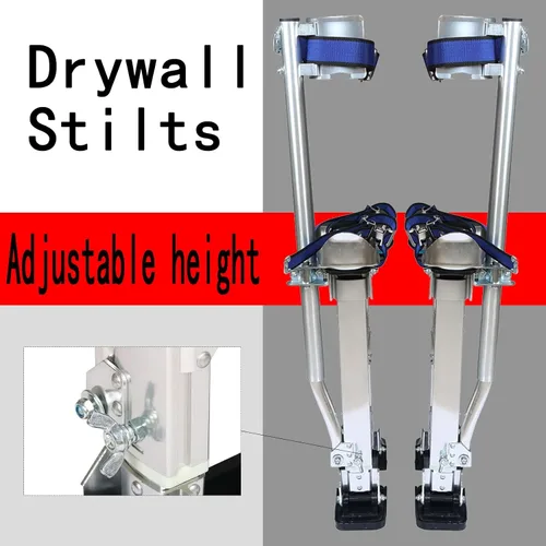 Vista 4 de findmall 24-40 Pulgadas De Drywall Stilts Grade Ajustable Auminum Tool Stilt Para Pintura o Limpieza - Plata