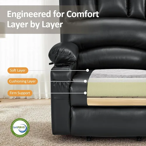 Vista 8 de MCombo Silla reclinable grande para ancianos altos, 7099 Negro