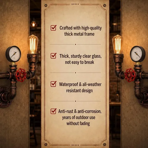 Vista 6 de MQ Lámpara de pared de tubería de agua, accesorios Steampunk, 2 luces, montaje en pared, enchufe E26, lámpara de pared rústica vintage para baño