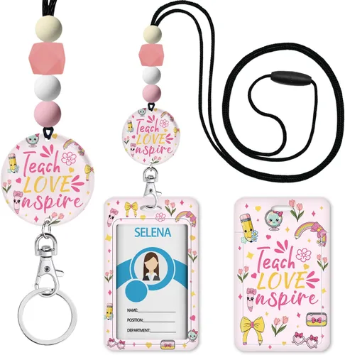 Vista 32 de Cordones para Profesores de Concienciación sobre el Autismo para Tarjetas de Identificación y Llaves, Lindo Cordón de Silicona con Cuentas Separable