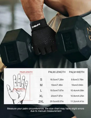 Vista 6 de Guantes de entrenamiento para hombres y mujeres, guantes de gimnasio de medio dedo, absorbentes de golpes, guantes de ejercicio antideslizantes