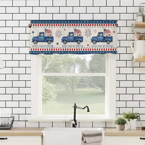 Vista 13 de Christmas Valances for Windows Kitchen Curtains Christmas Balls Bell Window Valance, Gold Star Snowflake Pine Needle Short Topper Window Curtain