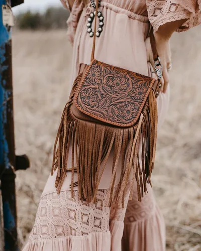 Vista 2 de Montana West Bolso bandolera con flecos estilo occidental para mujer