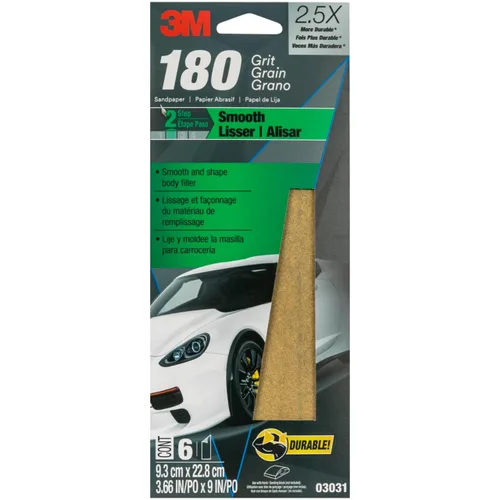 Vista 7 de 3M Papel de lija, 03035, grano 80, 3 2/3 in x 9 in, 6 hojas