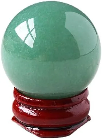 Vista 13 de Escultura de bola de piedra preciosa curativa de aguamarina natural con soporte de madera para adivinación, decoración del hogar, 0.787 in
