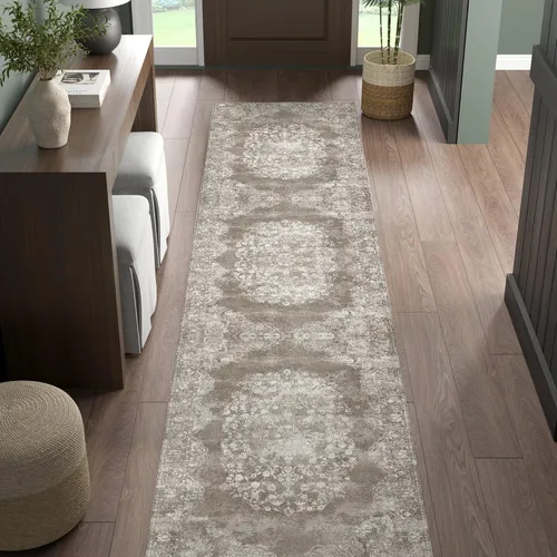 Vista 203 de jinchan Fiora - Alfombra lavable de área pequeña, alfombra de entrada floral de medio círculo de 2 x 3, tapete de media luna de pelo bajo, suave