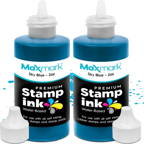 Vista 80 de MaxMark Premium - Tinta de recarga con punta de control en botella para sellos autoentintados, color negro - 1 onza