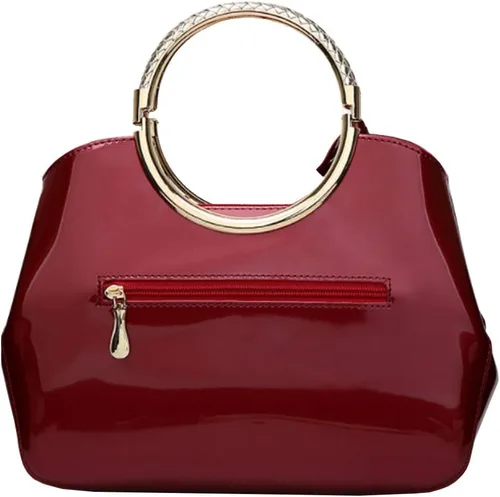 Vista 3 de Rullar Bolso elegante de las mujeres y bolso de la manija superior del bolso de la manija de la bolsa de cuero de patente de la totalizador
