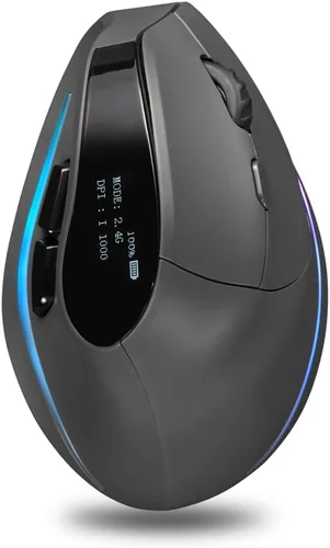 Vista 5 de zelotes Ratón vertical inalámbrico Bluetooth con pantalla, recargable, modo dual (BT 5.0/3.0 + receptor USB 2.4G), 4000 DPI (5 niveles ajustables)