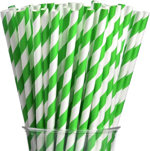 Vista 10 de ALINK - 100 pajitas de papel rayadas en blanco y negro, pajitas desechables biodegradables para Halloween, Navidad, cumpleaños, Año Nuevo