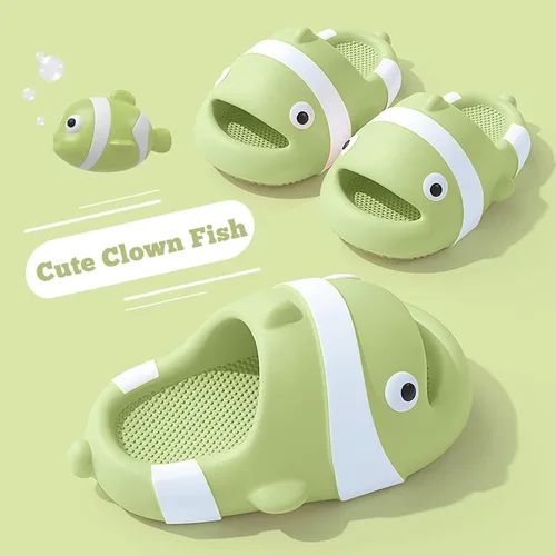 Vista 2 de Jerzmy Cute Clown Fish Cloud Slides for Boy Girl Kids Toddler, Soft Novelty Funny Animals House Slippers Non-Slip Beach Shoes for Indoor Outdoor