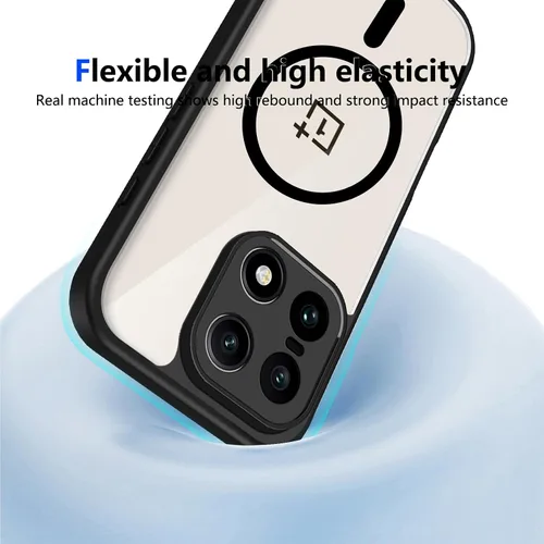 Vista 652 de Funda magnética transparente compatible con Xiaomi 17T, color negro 2 en 1 PC + TPU cubierta de teléfono a prueba de golpes, carcasa protectora