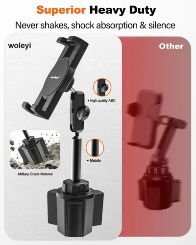 Vista 2 de Soporte para portavasos de automóvil resistente [rotación de 360° sin sacudidas] Soporte para iPad con brazo de metal para tableta y teléfono, iPad