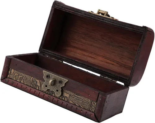 Vista 3 de Yosoo Health Gear Joyero de madera, caja de almacenamiento de joyas de estilo europeo vintage, caja de madera clásica con cerradura, caja