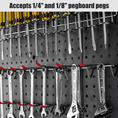 Vista 5 de Pegboard Smith Paneles Organizadores de Pared de Tablero Perforado de 16x16 pulgadas para Almacenamiento de Herramientas, Organización de Gris