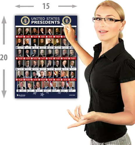 Vista 2 de Young N Refined Póster de Todos los Presidentes de Estados Unidos de América (15 x 20 pulgadas) FOTOS EN COLOR LAMINADO Decoración escolar