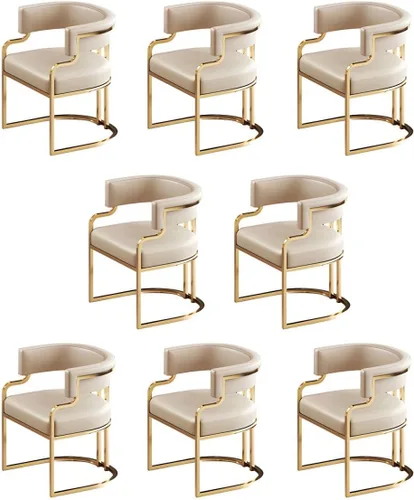 Vista 61 de Sillas de comedor de cocina para interiores, silla lateral tapizada para el hogar, silla con brazo de respaldo bajo, silla de comedor con piel