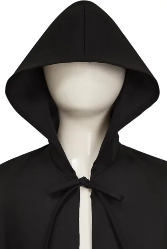 Vista 4 de Cosplaysky Kids Cosplay Robe Hooded Cloak Knight Costume Halloween Costume Negro