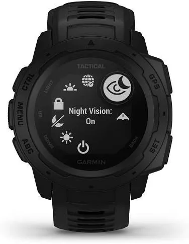 Vista 2 de Garmin Instinct Tactical robusto reloj GPS características específicas tácticas construido según el estándar militar 810G de EE UU para resistencia