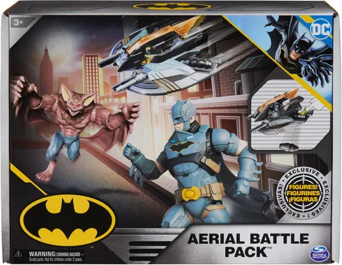 Vista 2 de DC Comics, Paquete de batalla aérea de Batman (exclusivo de Amazon), vehículo de murciélago, figura de acción de Batman y hombre-murciélago de 4