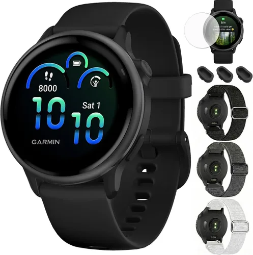 Vista 10 de Garmin 010-02985-00 VIVOACTIVE 6 Reloj inteligente para salud y fitness con GPS, color negro con banda de silicona, paquete con 2 años de protección