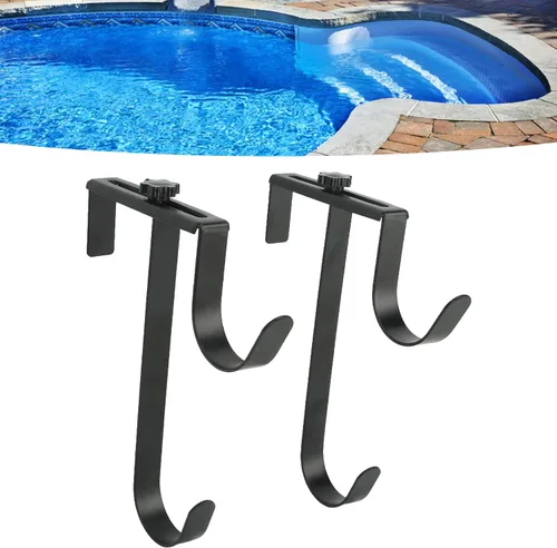 Vista 2 de Fdit 2 ganchos ajustables para postes de piscina, ganchos de metal de hierro para poste de piscina, accesorios de piscina para postes de piscina