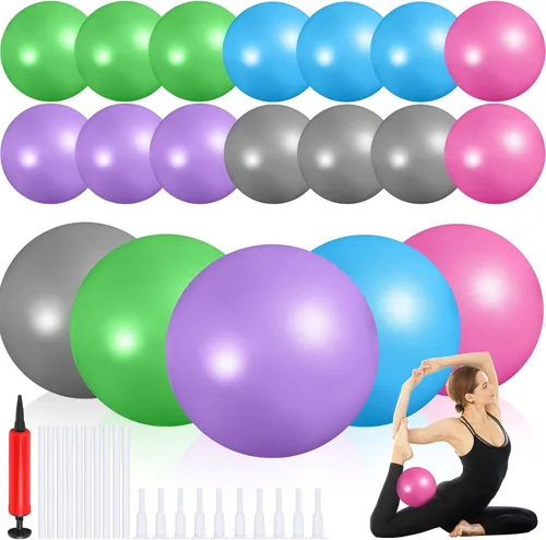 Vista 12 de Sotiff 20 pelotas pequeñas de ejercicio de pilates de 9 pulgadas, mini pelotas de barra de yoga para estabilidad, fitness, terapia física