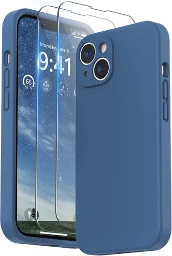 Vista 8 de SURPHY Funda para iPhone 14 Plus con Protector de Pantalla y Protección de Cámara, Funda de Teléfono de Silicona Líquida con Forro de Microfibra