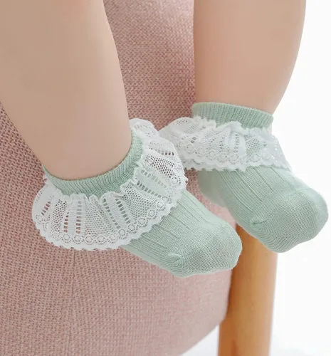 Vista 2 de QandSweet Calcetines de encaje para niñas recién nacidas para bebés y niños pequeños