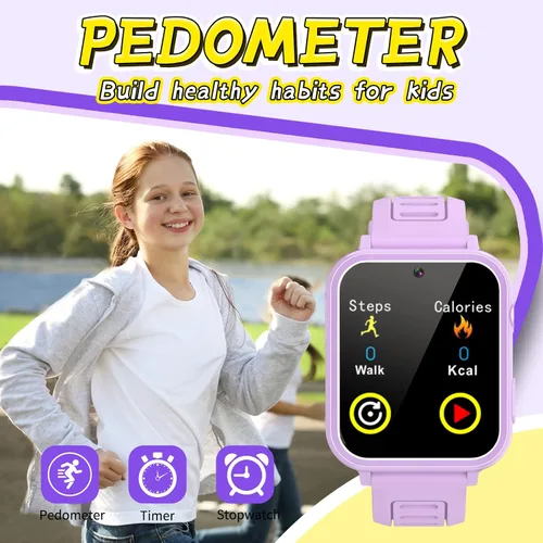 Vista 6 de Vakzovy Reloj inteligente para niños y niñas, reloj inteligente para niños de 4 a 12 años con 24 juegos, cámara HD, reproductor de música