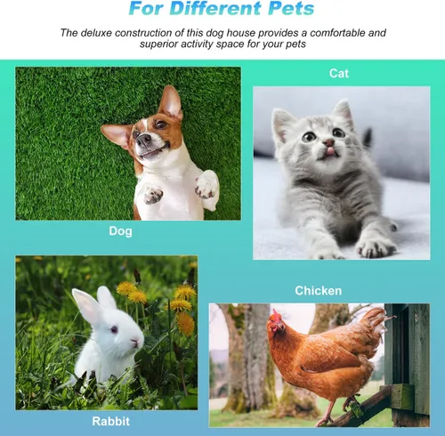 Vista 5 de FDW Casa para perros para interiores y exteriores, duradera, ventilada, impermeable, de plástico, para perros pequeños, medianos y grandes