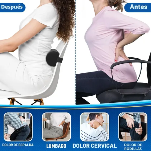 Vista 5 de CushZone Almohada de soporte lumbar para rodillo, cojín trasero de espuma Negro