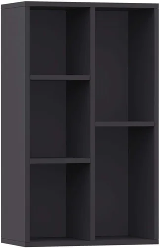 Vista 3 de Gabinete organizador de almacenamiento de 5 cubos, estantería abierta gris, gabinete de almacenamiento moderno, organizador de almacenamiento