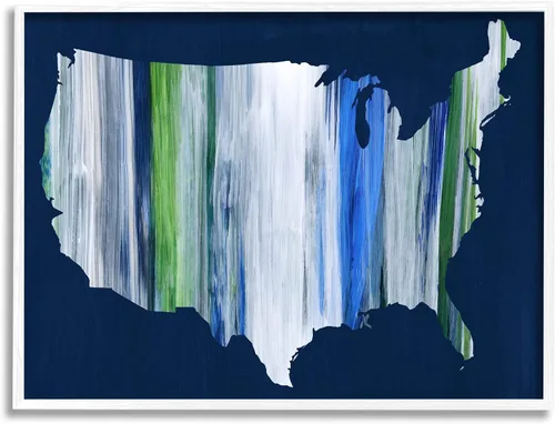 Vista 7 de Stupell Industries Abstract Stripe - Placa de pared con mapa de Estados Unidos de América, 19 x 13, azul