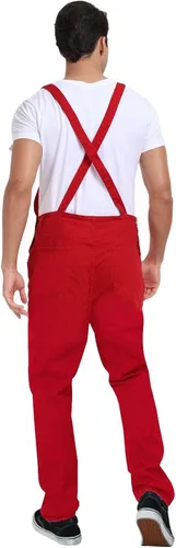 Vista 10 de Overol de mezclilla para hombre, ajustado, elástico, a la moda, con bolsillos