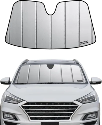 Vista 7 de Pigenius Parasol para parabrisas para Hyundai Tucson 2010-2015, acabado de cuero gris premium