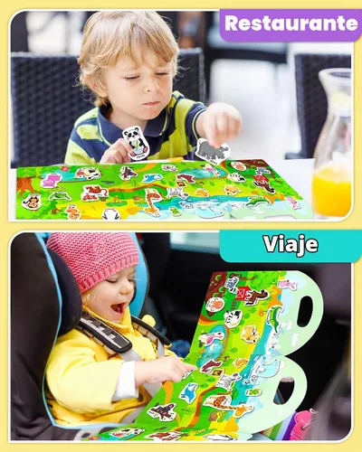 Vista 3 de Benresive - Libros de calcomanías reutilizables para niños de 2-4, libros de calcomanías para niños pequeños 1-3 y 2-4, juguetes de viaje Animal
