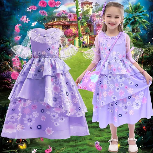 Vista 7 de Encanto Costume Dress For Girls Kids Princess Dress Up Clothes For Halloween Cosplay Birthdays As Girls Outfits Gifts