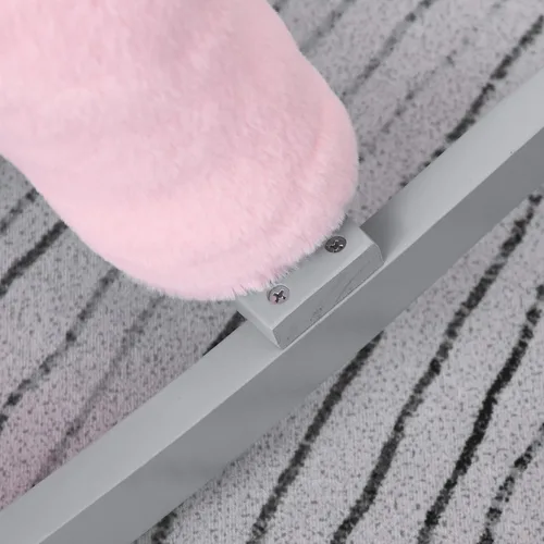 Vista 9 de Qaba Caballo mecedor de peluche para niños con juguete de oso, silla para niños con juguete de felpa suave y divertidos sonidos realistas, rosa