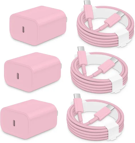Vista 12 de Paquete de 3 bloques de carga rápida AISNI compatibles con iPhone 17, 16, 15, cargador USB C de carga rápida, cable de carga larga tipo C de 6 pies