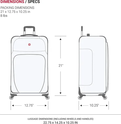 Vista 6 de SwissGear - Equipaje suave expandible Sion con ruedas, Borgoña