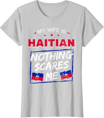 Vista 18 de My Wife Is Haitian Republic of Haiti Heritage Roots - Camiseta con bandera, Negro, S