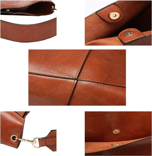 Vista 5 de Molodo Bolso de mano para mujer, de piel sintética, bolso de mano y bolsos de mano, bolso de mano mediano, bolso hobo de diseñador para el trabajo