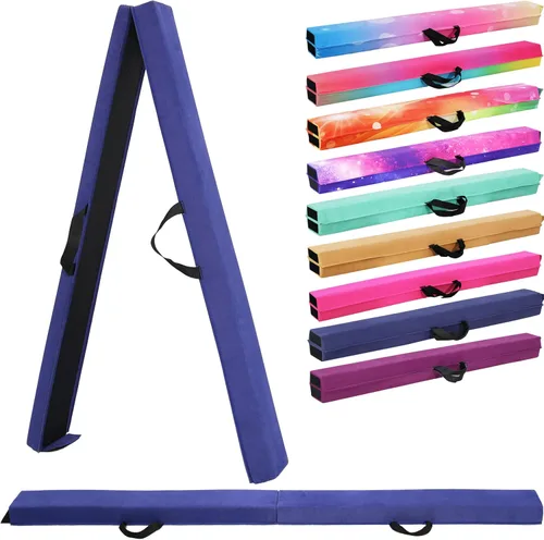 Vista 12 de Viga de equilibrio plegable de 6 pies/9 pies para niños de 3 a 15 años - Viga de suelo de gimnasia plegable, antideslizante, bolsa de transporte