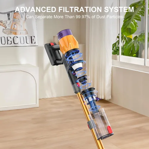 Vista 4 de Aspiradora inalámbrica con pantalla LED, aspiradora inalámbrica de 550 W para el hogar, batería extraíble/ligera/recargable, aspiradora inalámbrica