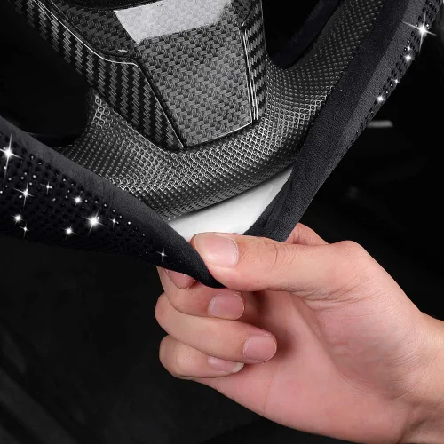 Vista 5 de Funda para volante brillosa con diamantes y pelaje