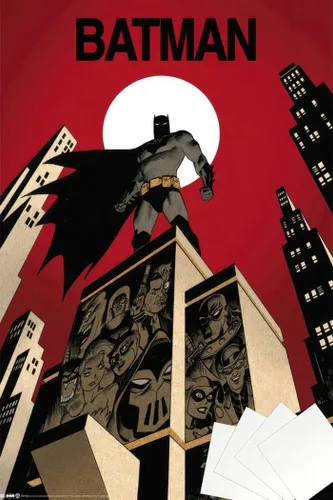 Vista 9 de Batman - Póster de cómic (rascacielos y villanos) (tamaño: 24" x 36") (póster laminado)