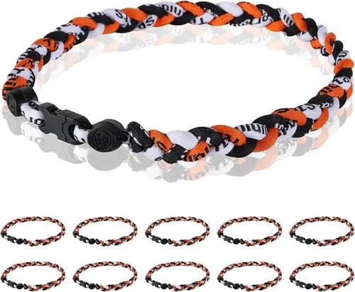 Vista 20 de Paquete de 12 Collares de Béisbol de 18 Pulgadas, Regalo de Equipo para Fanáticos de Béisbol, Diseño de Cuerda Tornado de Titanio Triple Trenzado