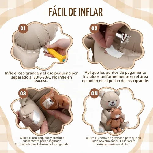 Vista 5 de Simgoing 2 globos de aluminio de oso marrón grande de 21 x 35 pulgadas Globos inflables de oso de dibujos animados grandes mate para baby shower